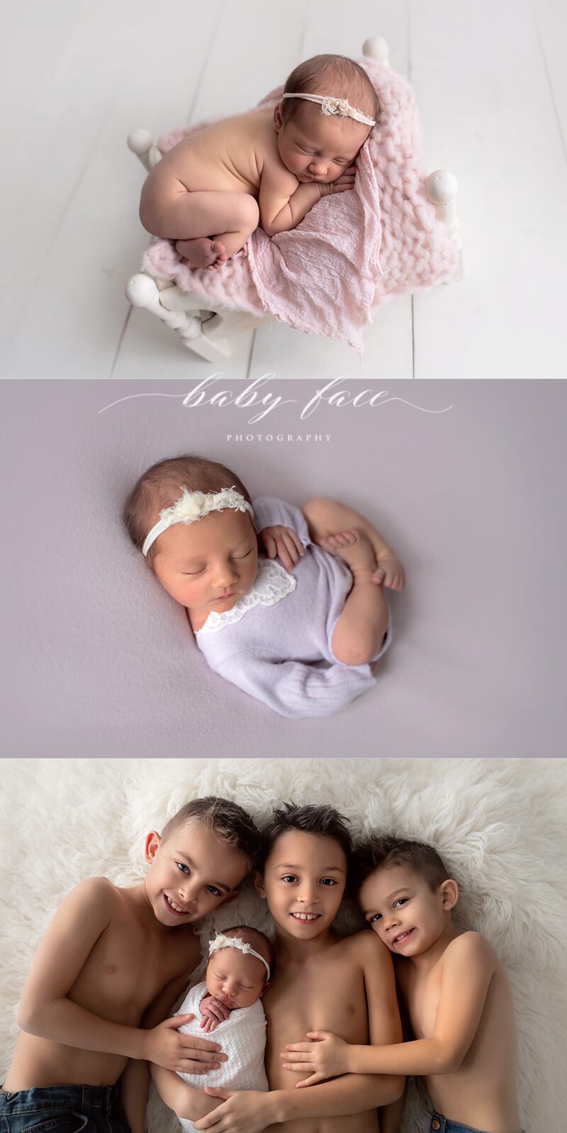 baby girl newborn session with siblings