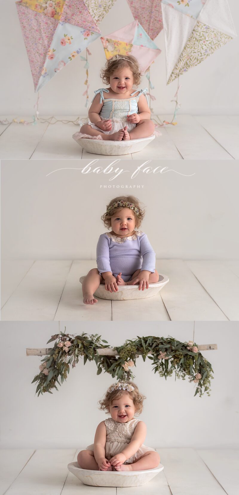baby girl cake smash session with floral accents