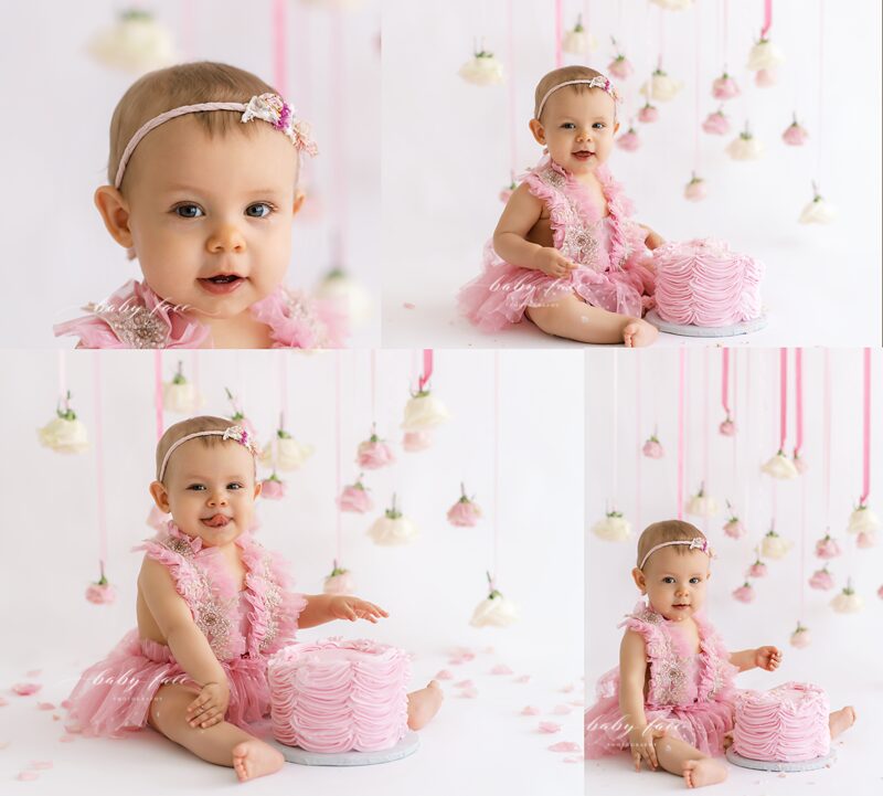 baby girl cake smash photo